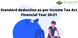 Standard deduction as per Income Tax Act Financial Year 20-21